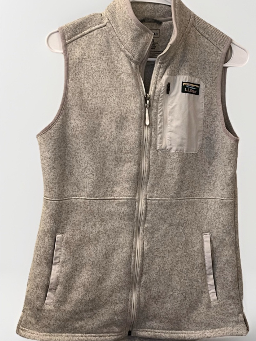 LL Bean Womens Fleece Sweater Vest Sz S Heather Gray Fiull Zip Hiking Outdoor L